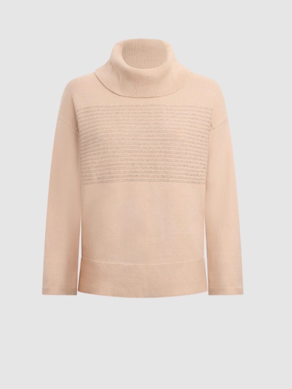 NWOT Laura Soft Pink Sequin Striped Cowl-Neck Boxy Sweater Medium - Picture 4 of 7